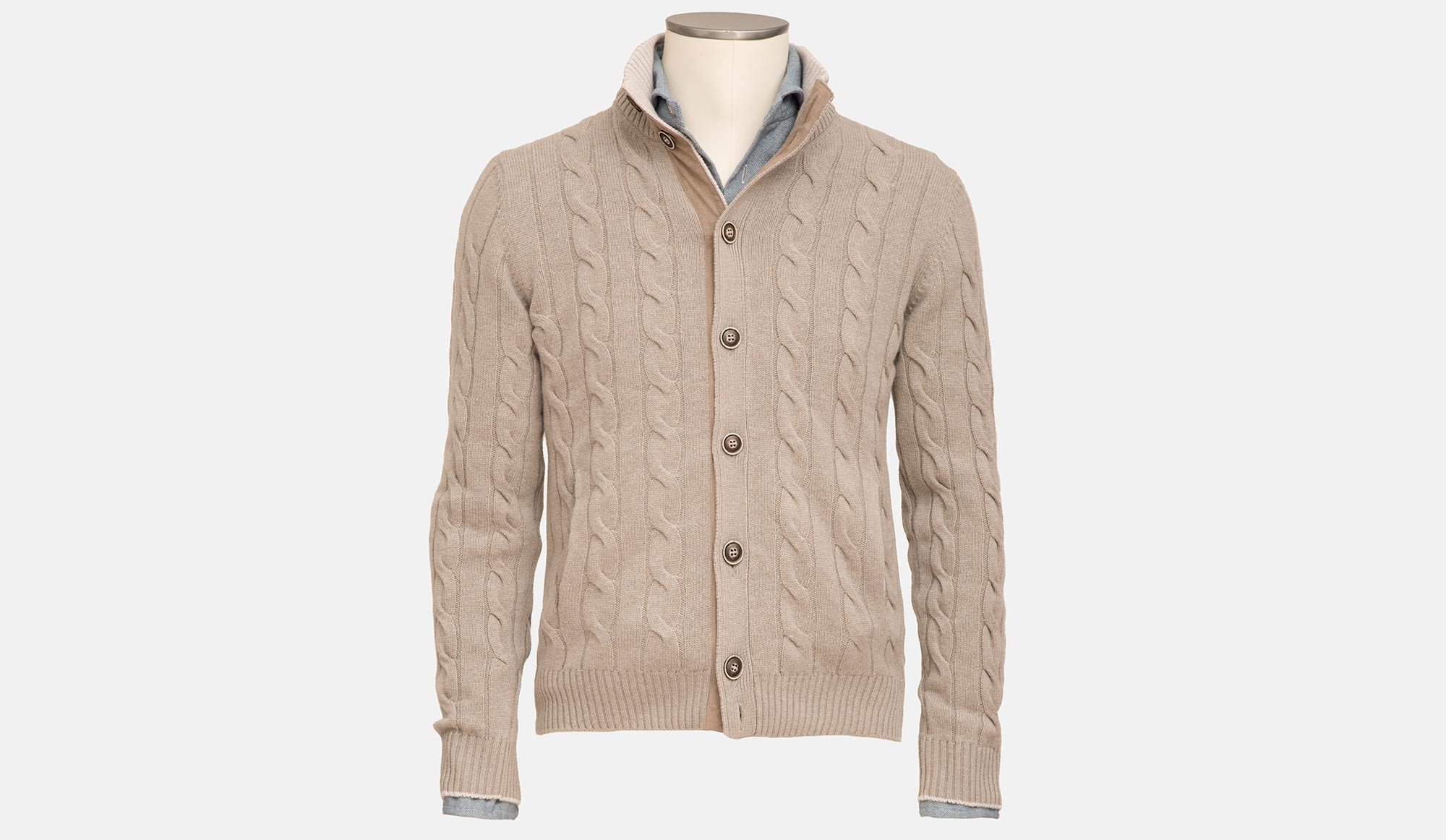 Gran Sasso Taupe Cable Cardigan