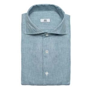 100Hands Shirt Chambray Linen "Schiller" Blue/Grey