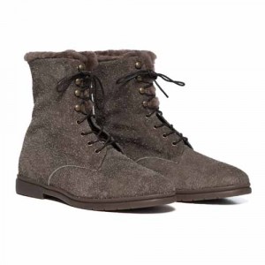 Andrea Ventura Lace-up Boot Shearling Taupe
