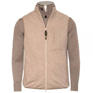Aspesi Gilet Zip Wool Jersey Beige