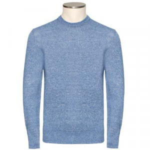 Drumohr Crewneck Linen-Cotton Blue