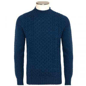 Drumohr Turtle Neck Aran Geelong Blue