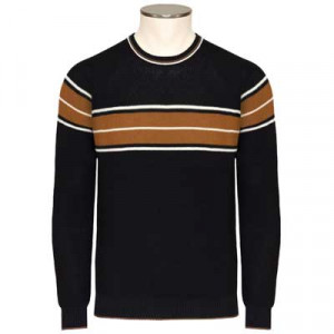 Drumohr Crewneck Fantasy Stripe Navy