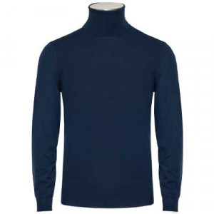 Drumohr Roll Neck Wool S140 Blue