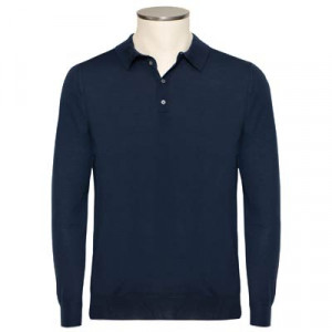 Drumohr Polo Wool S140 Blue