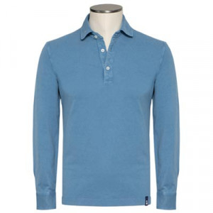 Drumohr Polo Garment Dyed Blue