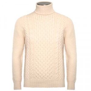 Drumohr Roll Neck Geelong 'Aran' Off-White