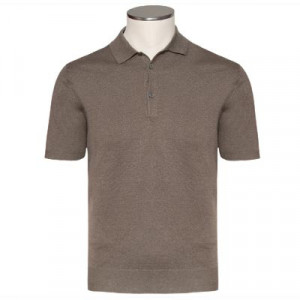 Drumohr Polo Linen-Stretch Taupe