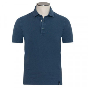 Drumohr Polo Garment Dyed Piquet Navy