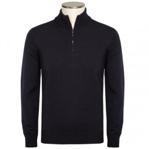 Drumohr Mock-Neck Zip Navy