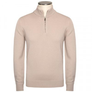 Drumohr Mock-Neck Zip Stone
