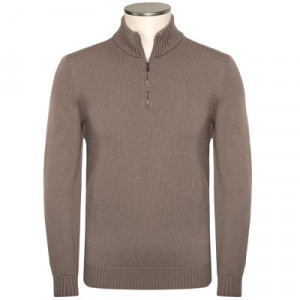 Drumohr Mock-Neck Zip Taupe