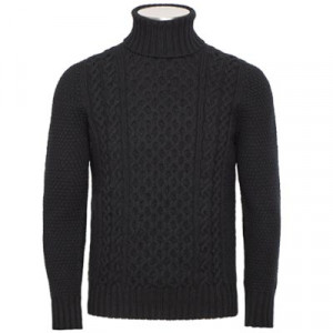 Drumohr Roll Neck Geelong Aran Black