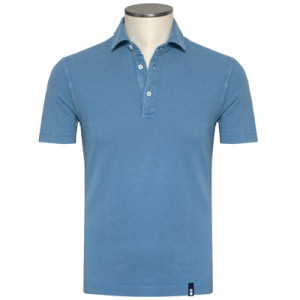 Drumohr Polo Garment Dyed Blue