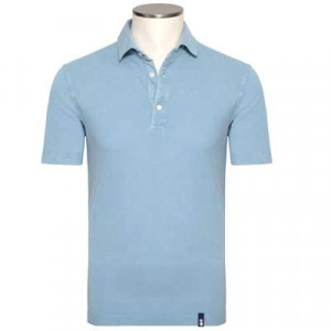 Drumohr Polo Garment Dyed Light Blue