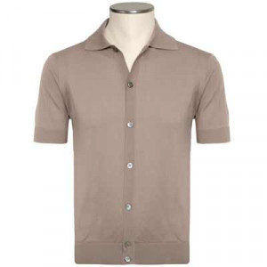 Filippo de Laurentiis Knitted Short Sleeve Shirt Taupe