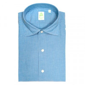 Finamore Seersucker Shirt Light Blue