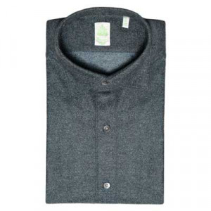 Finamore Shirt Brushed Wool Grey-Blue