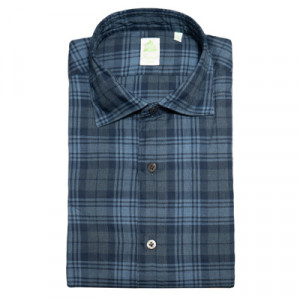 Finamore Checkered Shirt Blue-Grey