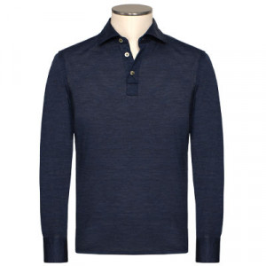 Finamore Long Sleeve Polo Blue