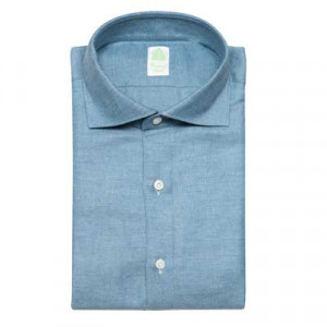 Finamore Shirt Cashco Twill Light-Blue