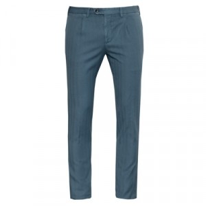 Germano Herringbone Trousers Petrol