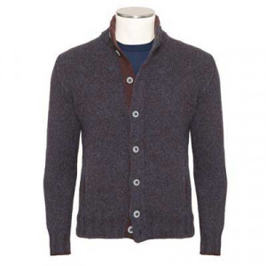 Gran Sasso Super-Geelong Cardigan Blue-Brown