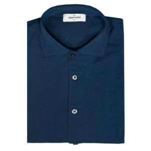 Gran Sasso Jersey Pique Shirt Blue