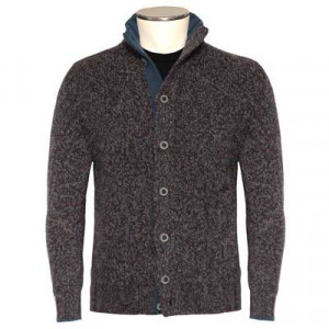 Gran Sasso Super-Geelong Cardigan Petrol-Brown