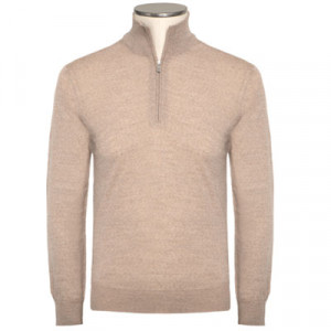 Gran Sasso Mock Neck Zip 'Super Tasmania' Beige