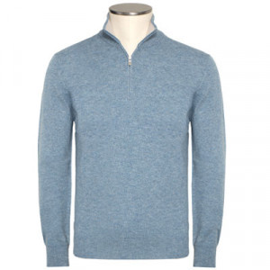 Gran Sasso Mock Neck Zip Blue