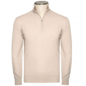 Gran Sasso Mock Neck Zip Sand