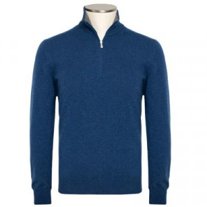 Gran Sasso Mock Neck Zip Cobalt