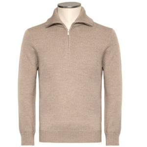 Gran Sasso  Half-Zip Mock Neck Beige