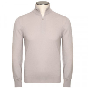 Gran Sasso Mock Neck Zip Stone