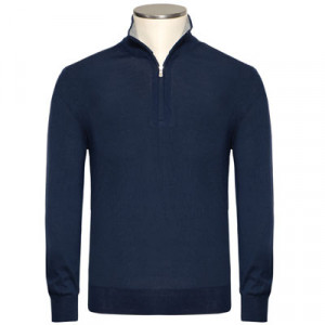 Gran Sasso Mock Neck Zip 'Super Tasmania' Blue