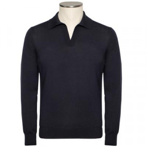 Gran Sasso V-Neck Polo Navy