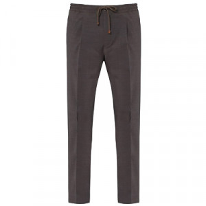 Incotex Trousers Seersucker Wool Grey-Brown