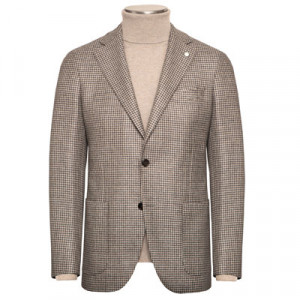 Lubiam Jacket Houndstooth Grey-Brown