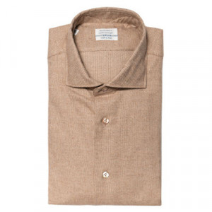 Mazzarelli Shirt Flannel Pinpoint Beige