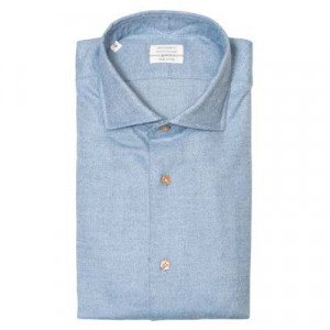 Mazzarelli Shirt Flannel Pinpoint Blue