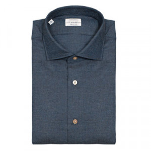 Mazzarelli Flannel Herringbone Shirt Blue