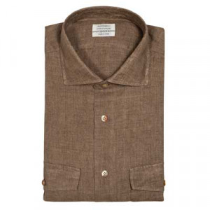 Mazzarelli Overshirt Linen Brown
