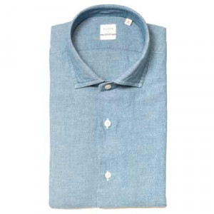 Xacus Shirt Chambray Cotton-Linen Blue