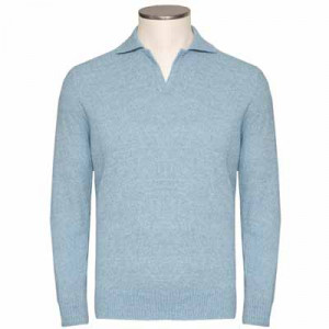Zanone Polo Longsleeve Boucle Light Blue