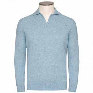 Zanone Polo Longsleeve Boucle Light Blue