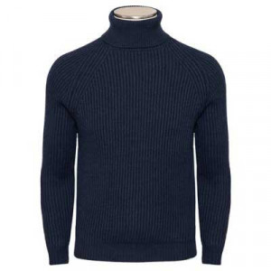 Zanone Roll Neck "English Rib" Merinos Blue