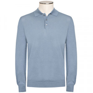 Zanone Long Sleeve Polo Grey/Blue