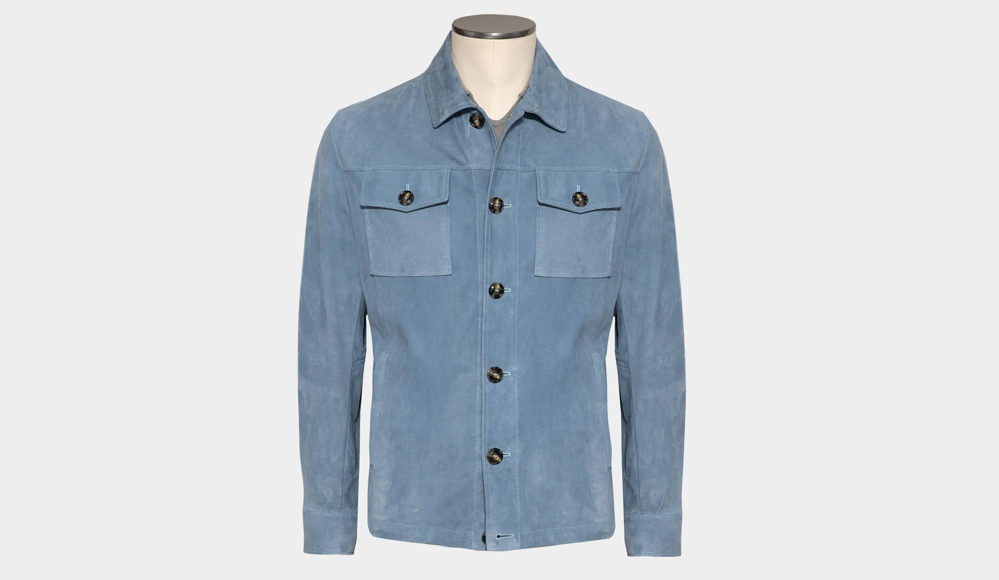 Barba Napoli Suede Blouson Light Blue