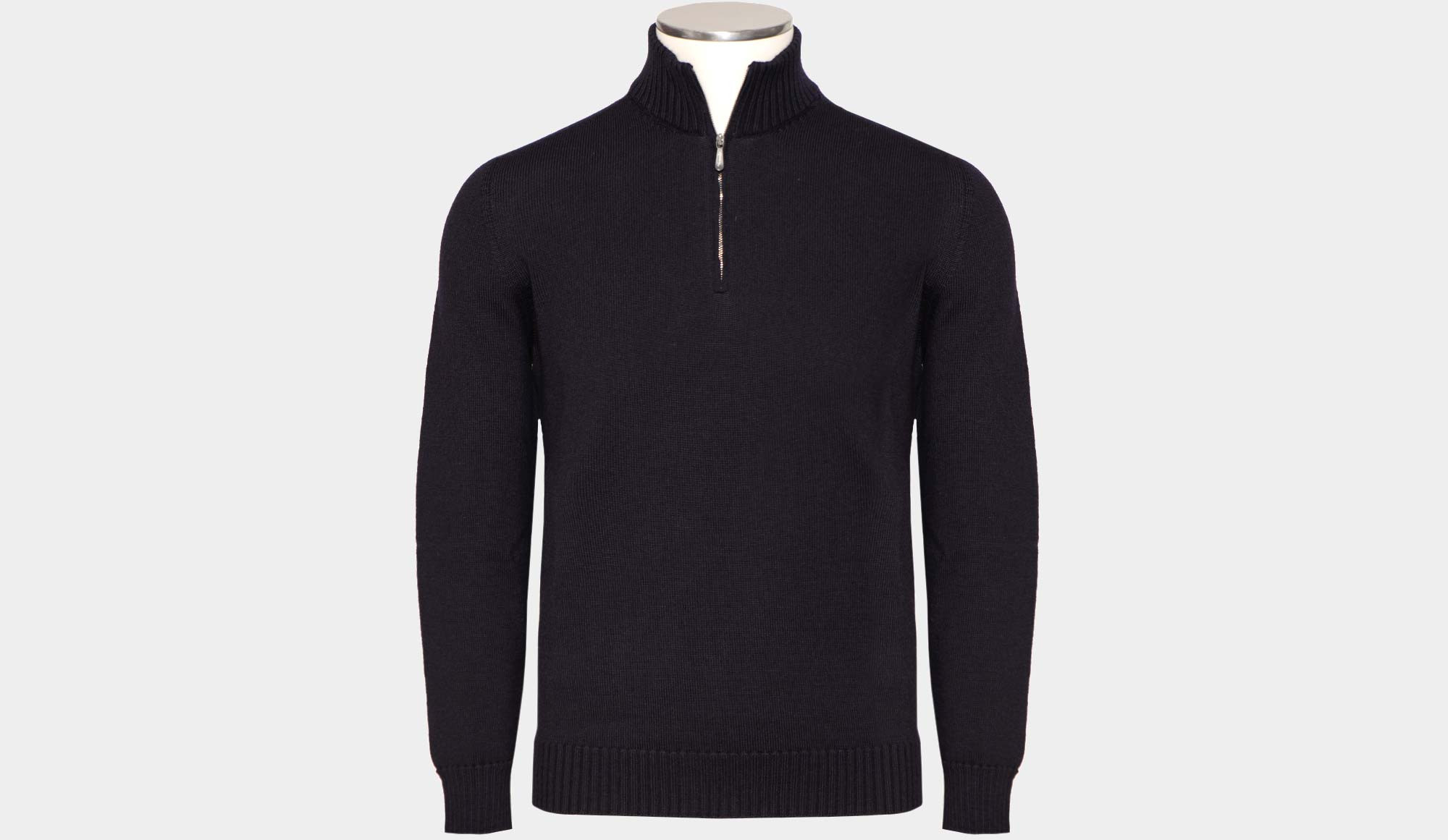 Drumohr Mock Neck Zip Navy